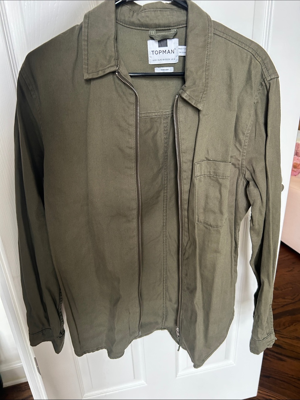Topman Olive Zip-Up Field Jacket